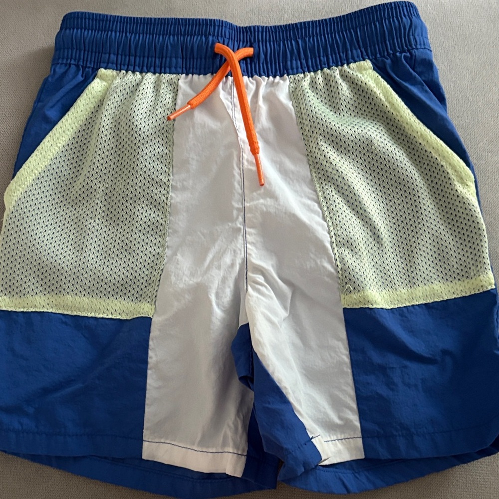 Boy’s Blue and White Shorts with Orange Drawstring